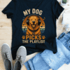 Black and White Minimalist T-Shirt Mockup Facebook Post (4500 x 5400 px) (1) My Dog Picks the Playlist – Funny Music Dog T-Shirt | Retro Vintage Pet Lover Tee
