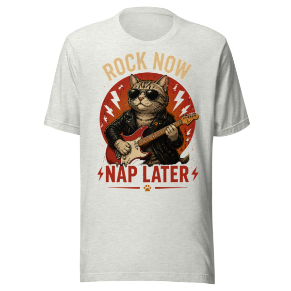 unisex-staple-t-shirt-ash-front-6a098f9db7cfb.png Rock Now Cat t-shirt