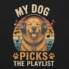 unisex-staple-t-shirt-black-front-6a0711d77571e.jpg My Dog Picks the Playlist – Funny Music Dog T-Shirt | Retro Vintage Pet Lover Tee