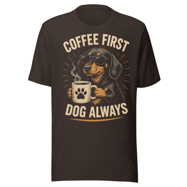 unisex-staple-t-shirt-brown-front-6a08d9fc8b885.png Coffee First t-shirt