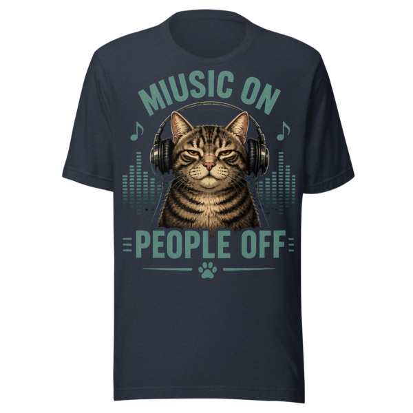 unisex-staple-t-shirt-heather-navy-front-6a08e2ad794c8.png Music On Cat t-shirt