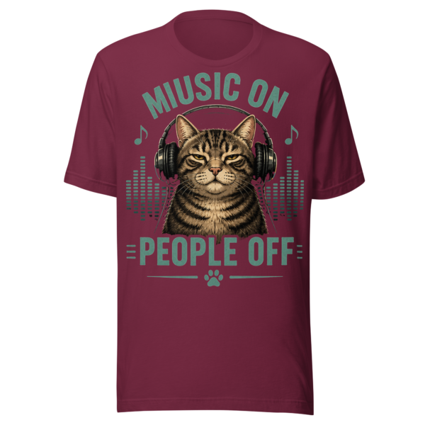 unisex-staple-t-shirt-maroon-front-6a08e2ad79599.png Music On Cat t-shirt