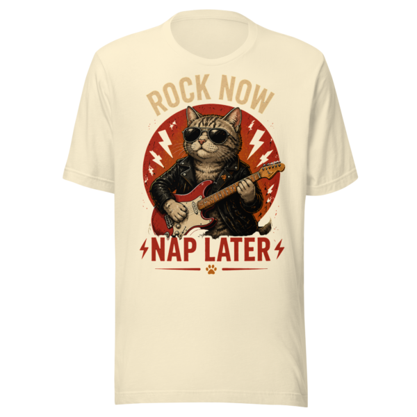 unisex-staple-t-shirt-natural-front-6a098f9db9621.png Rock Now Cat t-shirt